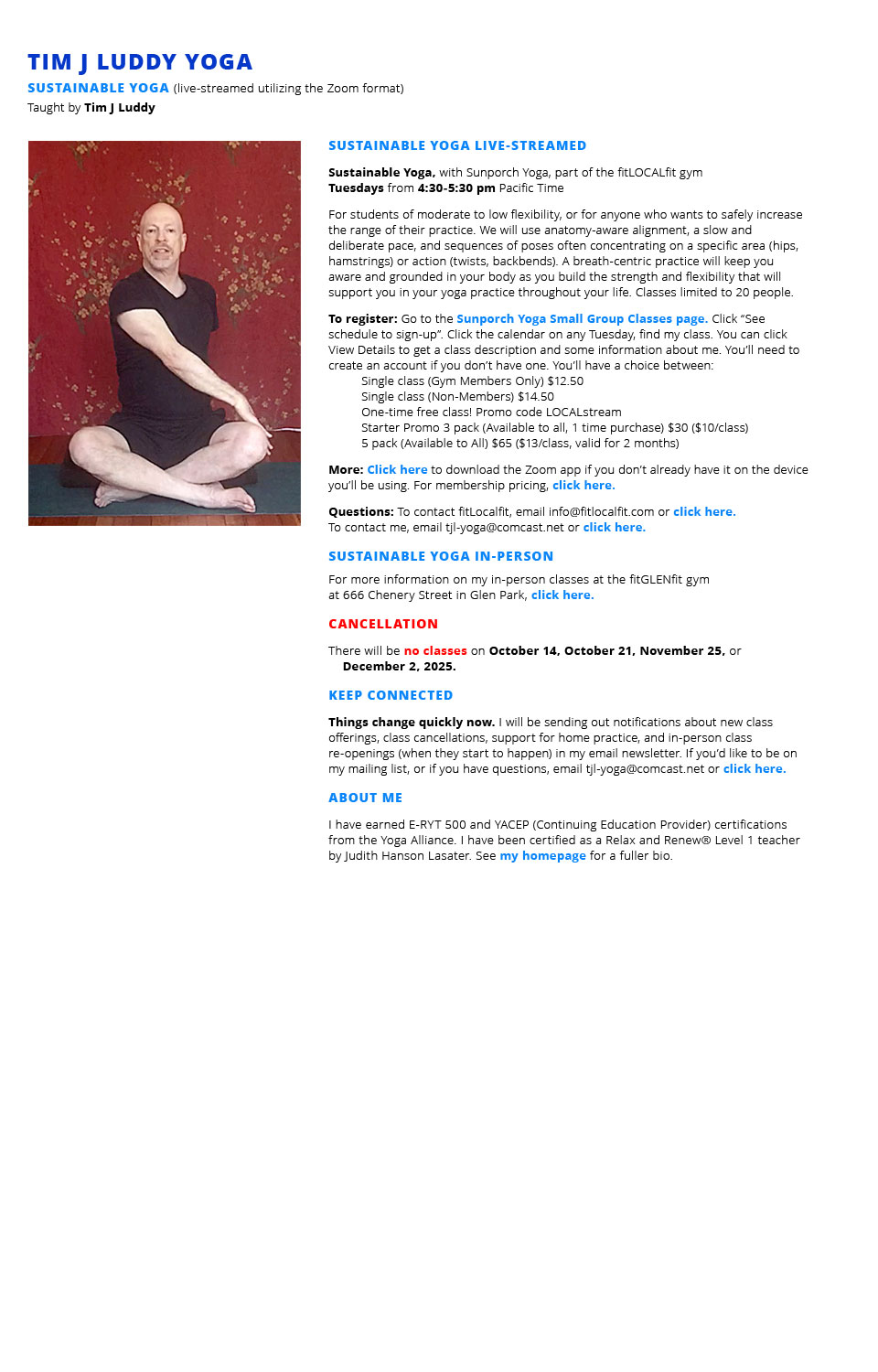 Sustainable Yoga Livestreamed